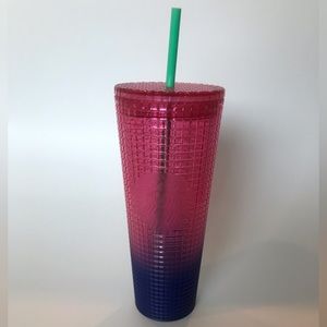 Starbucks Watermelon Pink Purple Gradient Ombre Grid 24oz Venti Tumbler